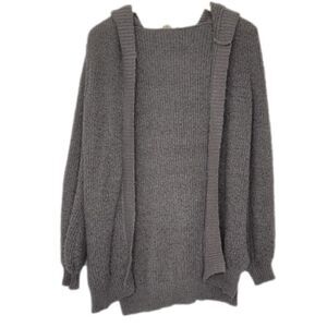 Mudd Hooded Open Cardigan Split side at bottom hem